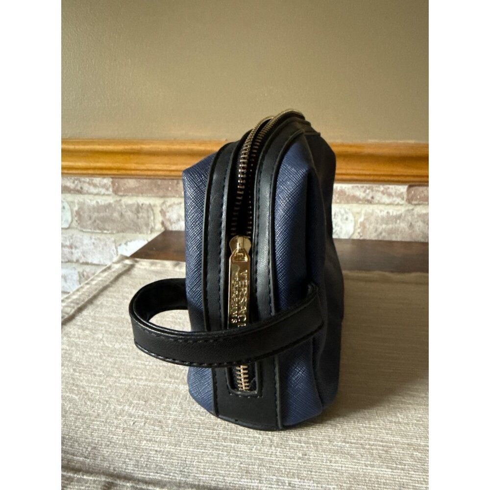 Versace Parfums Blue & Black Toiletry Bag Empty Travel Cosmetic Case - Picture 4 of 16